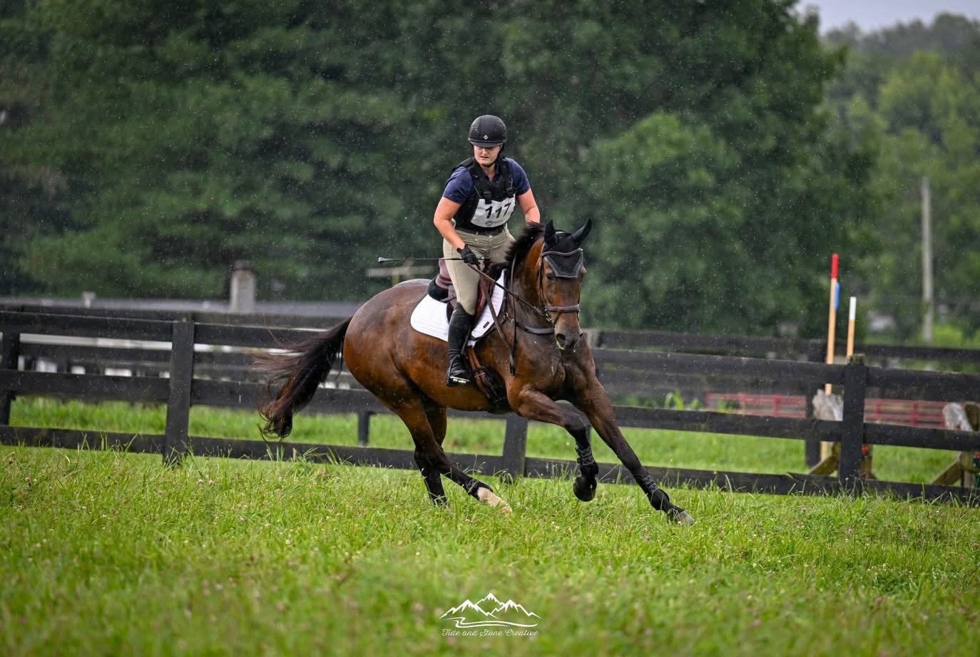 Marina schooling cross-country in the rain